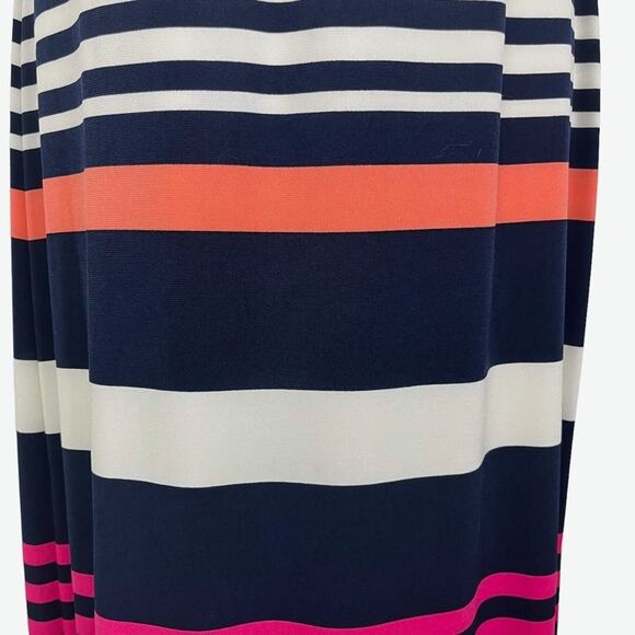 JESSICA HOWARD Stripe Navy Blue Pink Sleeveless Maxi Jersey Knit Stretch Dress S - Picture 3 of 16